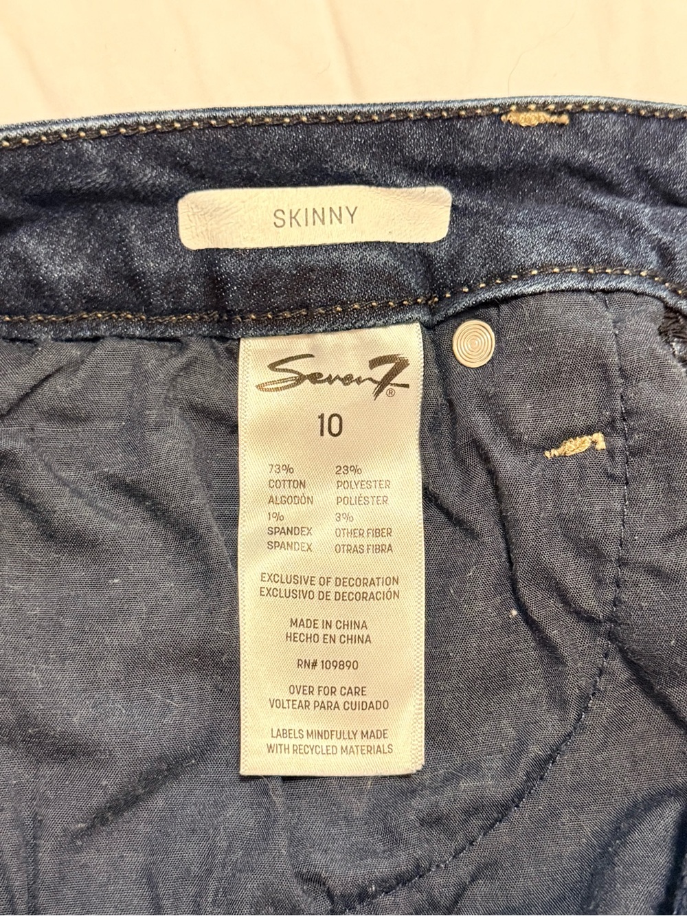 Seven7 Women's Indigo Stretch Skinny Jeans - Dark Wash - Picture 9 of 9